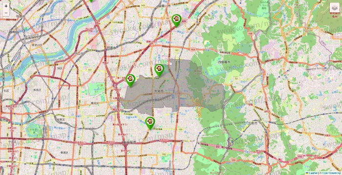 大阪府の大黒天系（ラ・ムー、ディオ、バリュー100、ザ・大黒天）の店舗地図