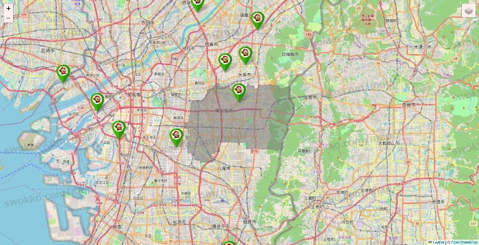大阪府の大黒天系（ラ・ムー、ディオ、バリュー100、ザ・大黒天）の店舗地図