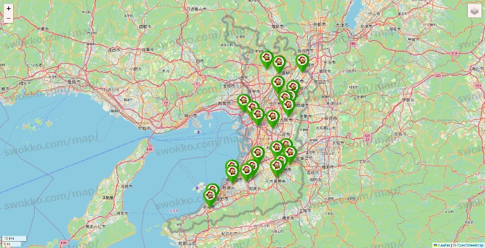 大阪府の大黒天系（ラ・ムー、ディオ、バリュー100、ザ・大黒天）の店舗地図