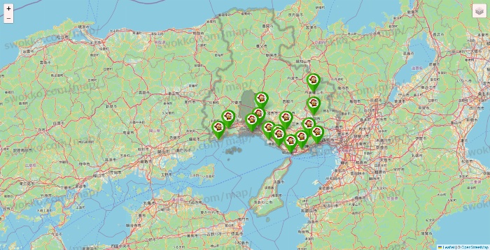 兵庫県の大黒天系（ラ・ムー、ディオ、バリュー100、ザ・大黒天）の店舗地図