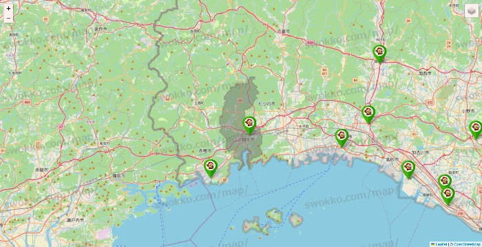 兵庫県の大黒天系（ラ・ムー、ディオ、バリュー100、ザ・大黒天）の店舗地図
