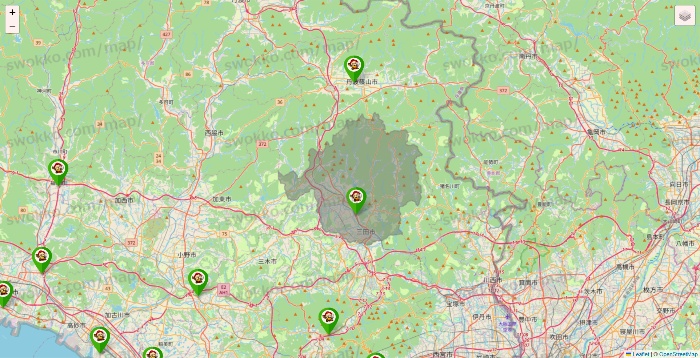 兵庫県の大黒天系（ラ・ムー、ディオ、バリュー100、ザ・大黒天）の店舗地図
