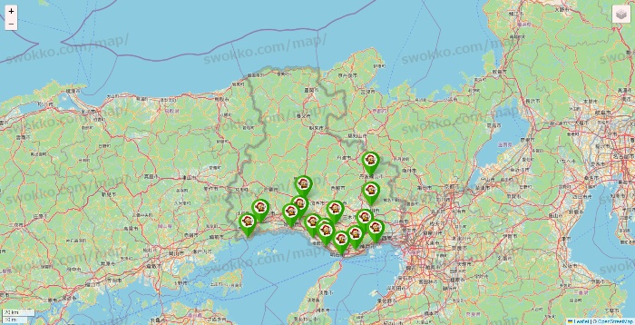 兵庫県の大黒天系（ラ・ムー、ディオ、バリュー100、ザ・大黒天）の店舗地図