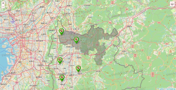 奈良県の大黒天系（ラ・ムー、ディオ、バリュー100、ザ・大黒天）の店舗地図