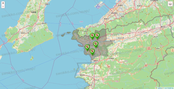 和歌山県の大黒天系（ラ・ムー、ディオ、バリュー100、ザ・大黒天）の店舗地図