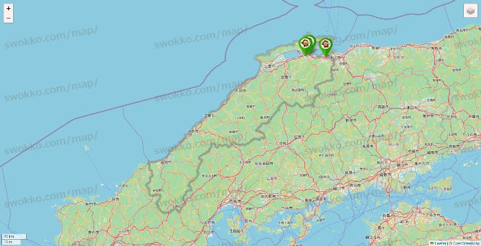 島根県の大黒天系（ラ・ムー、ディオ、バリュー100、ザ・大黒天）の店舗地図