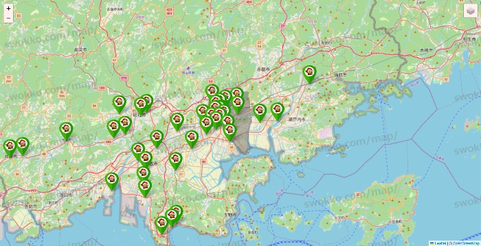 岡山県の大黒天系（ラ・ムー、ディオ、バリュー100、ザ・大黒天）の店舗地図