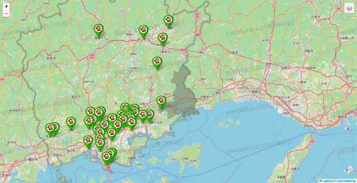 岡山県の大黒天系（ラ・ムー、ディオ、バリュー100、ザ・大黒天）の店舗地図