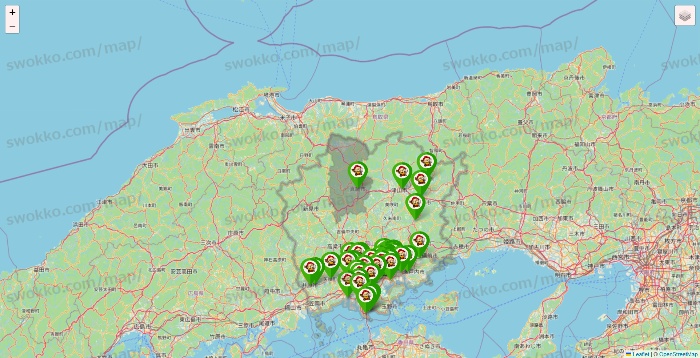 岡山県の大黒天系（ラ・ムー、ディオ、バリュー100、ザ・大黒天）の店舗地図