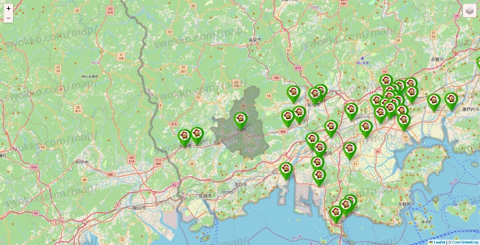 岡山県の大黒天系（ラ・ムー、ディオ、バリュー100、ザ・大黒天）の店舗地図