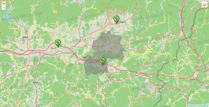 岡山県の大黒天系（ラ・ムー、ディオ、バリュー100、ザ・大黒天）の店舗地図