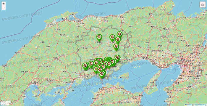 岡山県の大黒天系（ラ・ムー、ディオ、バリュー100、ザ・大黒天）の店舗地図