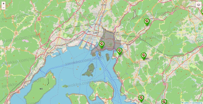 広島県の大黒天系（ラ・ムー、ディオ、バリュー100、ザ・大黒天）の店舗地図