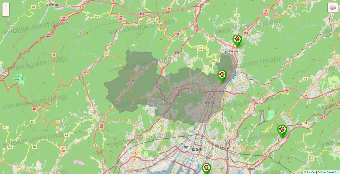 広島県の大黒天系（ラ・ムー、ディオ、バリュー100、ザ・大黒天）の店舗地図