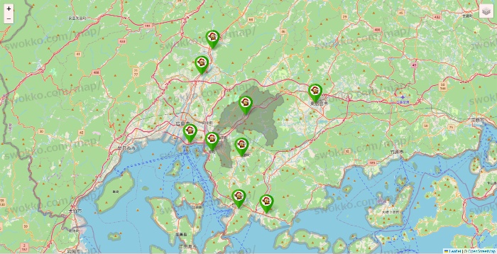 広島県の大黒天系（ラ・ムー、ディオ、バリュー100、ザ・大黒天）の店舗地図