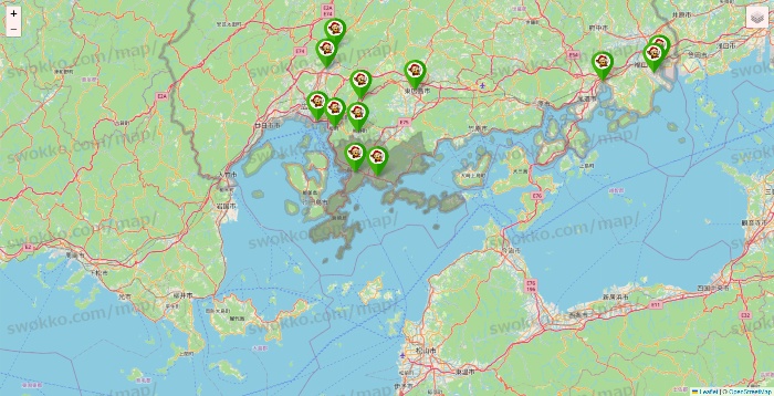 広島県の大黒天系（ラ・ムー、ディオ、バリュー100、ザ・大黒天）の店舗地図