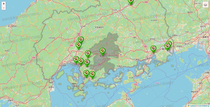 広島県の大黒天系（ラ・ムー、ディオ、バリュー100、ザ・大黒天）の店舗地図