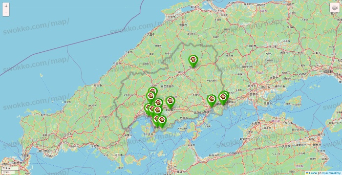 広島県の大黒天系（ラ・ムー、ディオ、バリュー100、ザ・大黒天）の店舗地図