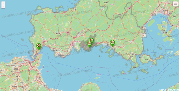 山口県の大黒天系（ラ・ムー、ディオ、バリュー100、ザ・大黒天）の店舗地図