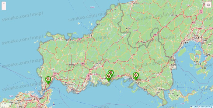 山口県の大黒天系（ラ・ムー、ディオ、バリュー100、ザ・大黒天）の店舗地図