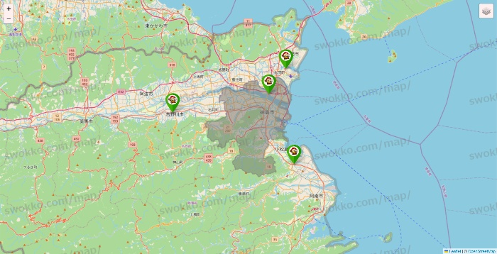 徳島県の大黒天系（ラ・ムー、ディオ、バリュー100、ザ・大黒天）の店舗地図