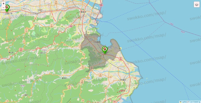 徳島県の大黒天系（ラ・ムー、ディオ、バリュー100、ザ・大黒天）の店舗地図