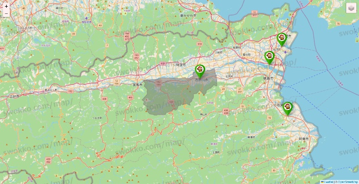 徳島県の大黒天系（ラ・ムー、ディオ、バリュー100、ザ・大黒天）の店舗地図