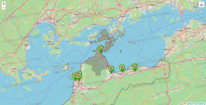 愛媛県の大黒天系（ラ・ムー、ディオ、バリュー100、ザ・大黒天）の店舗地図