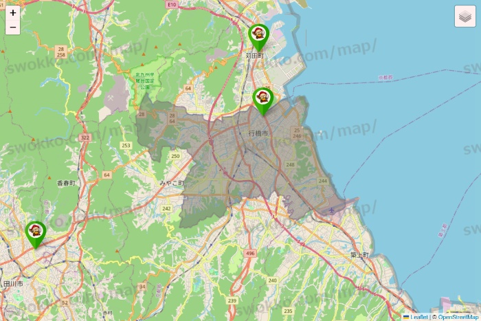 福岡県の大黒天系（ラ・ムー、ディオ、バリュー100、ザ・大黒天）の店舗地図