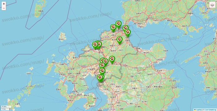 福岡県の大黒天系（ラ・ムー、ディオ、バリュー100、ザ・大黒天）の店舗地図