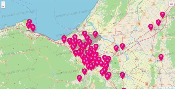 北海道のダイソー（DASIO）の店舗地図