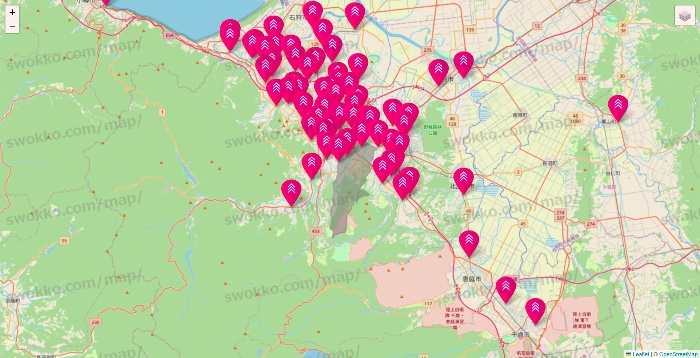 北海道のダイソー（DASIO）の店舗地図