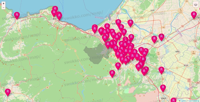 北海道のダイソー（DASIO）の店舗地図