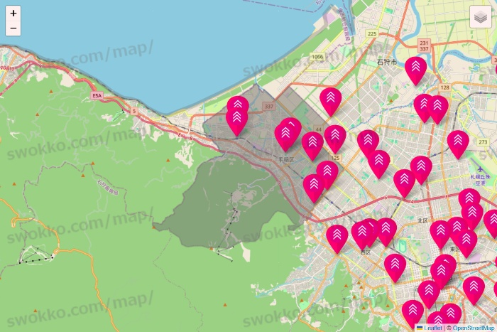 北海道のダイソー（DASIO）の店舗地図