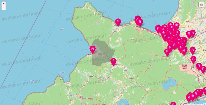 北海道のダイソー（DASIO）の店舗地図