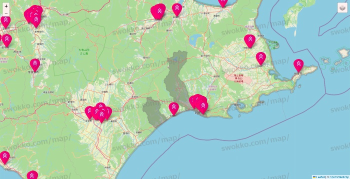 北海道のダイソー（DASIO）の店舗地図