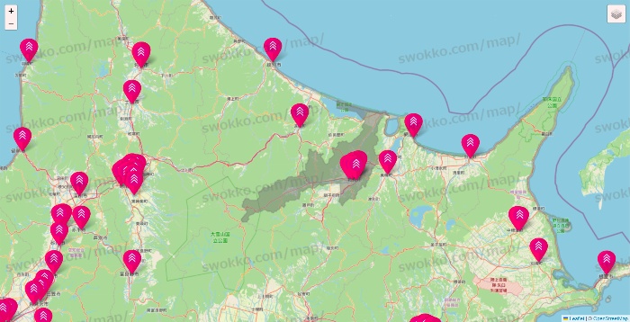 北海道のダイソー（DASIO）の店舗地図