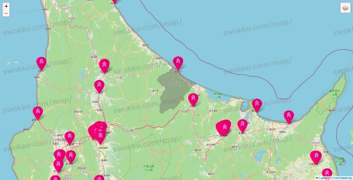 北海道のダイソー（DASIO）の店舗地図