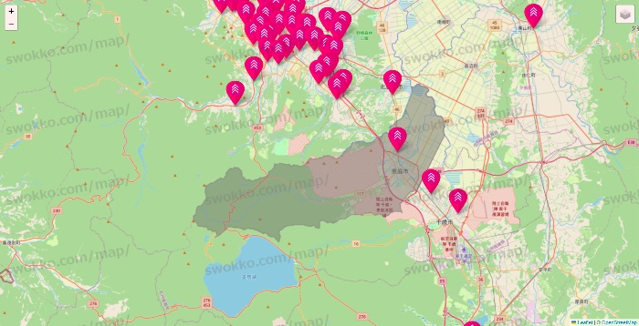 北海道のダイソー（DASIO）の店舗地図