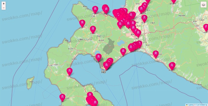 北海道のダイソー（DASIO）の店舗地図