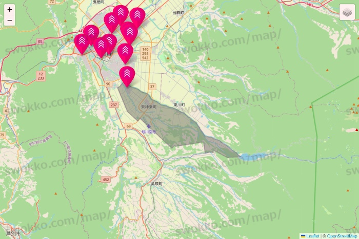 北海道のダイソー（DASIO）の店舗地図