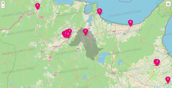 北海道のダイソー（DASIO）の店舗地図