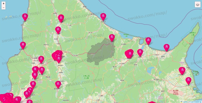 北海道のダイソー（DASIO）の店舗地図