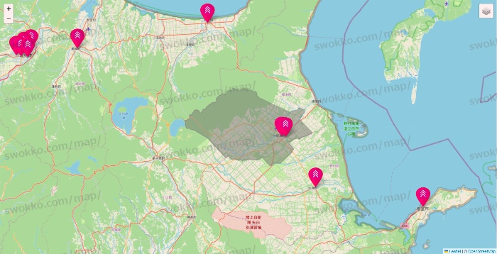 北海道のダイソー（DASIO）の店舗地図