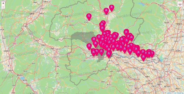 群馬県のダイソー（DASIO）の店舗地図