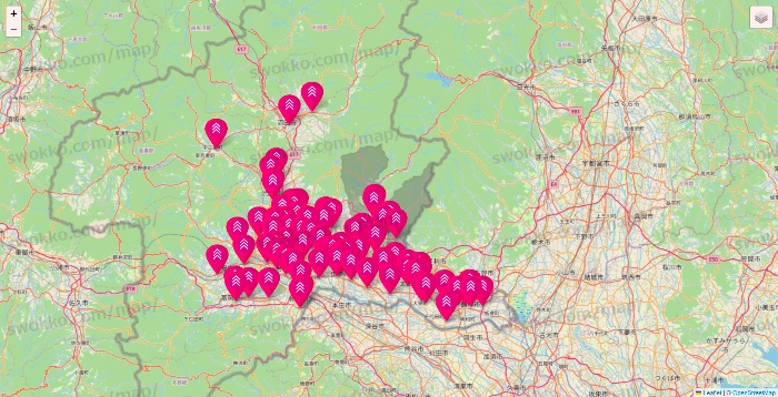 群馬県のダイソー（DASIO）の店舗地図