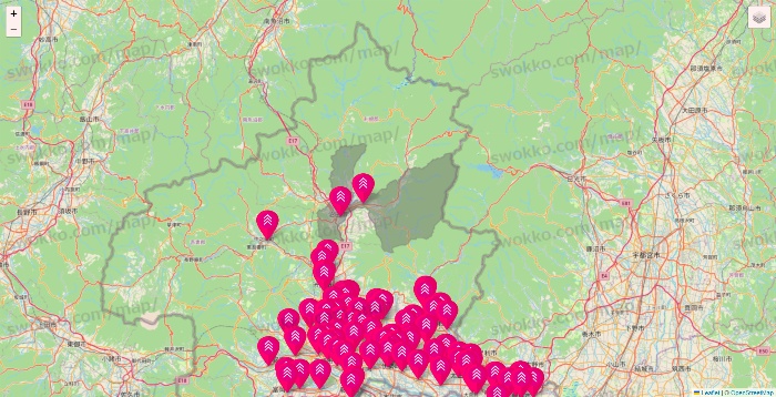 群馬県のダイソー（DASIO）の店舗地図