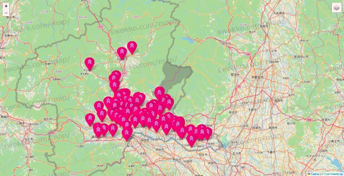 群馬県のダイソー（DASIO）の店舗地図