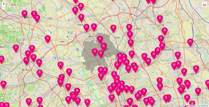 埼玉県のダイソー（DASIO）の店舗地図