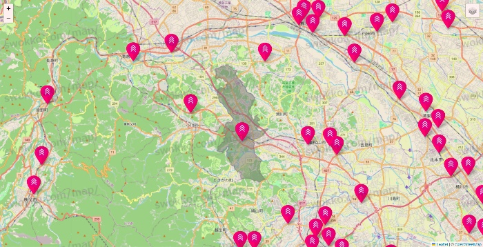 埼玉県のダイソー（DASIO）の店舗地図